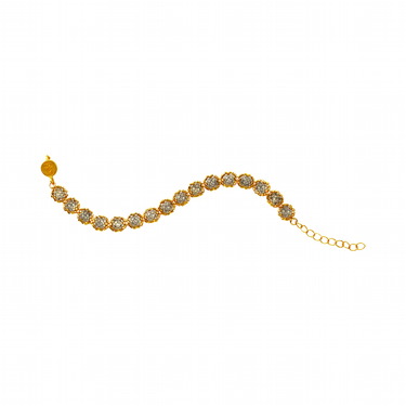 Pulsera Diamantes Cuadrados Dorado Ajustable Gris